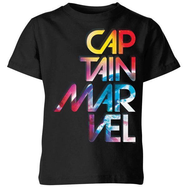 Captain Marvel Galactic Text Kids' T-Shirt - Black