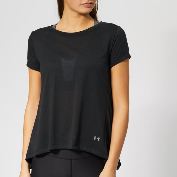Under Armour Women's Whisper Light Foldover Short Sleeve T-Shirt - Black