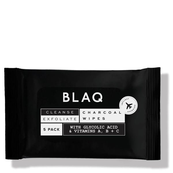 BLAQ Cleanse and Exfoliate Charcoal Wipes with AHA and Glycolic (5 Pack)
