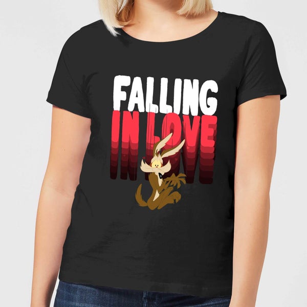 Looney Tunes Falling In Love Wile E. Coyote Women's T-Shirt - Black