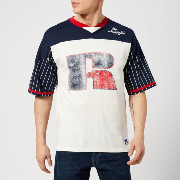 Russell Athletic Men's Jim Raglan T-Shirt - Cream/Navy