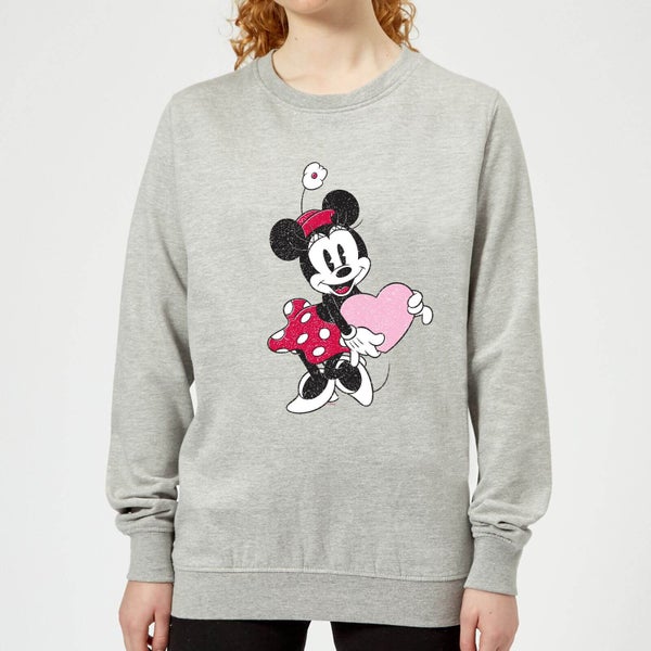 Disney Minnie Mouse Love Heart Women's Sweatshirt - Grey