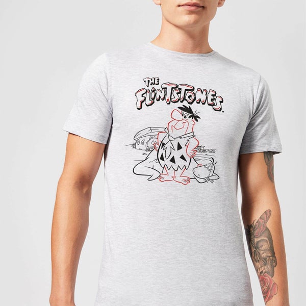 The Flintstones Fred And Dino Men's T-Shirt - Grey