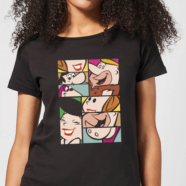The Flintstones Cartoon Squares Women's T-Shirt - Black
