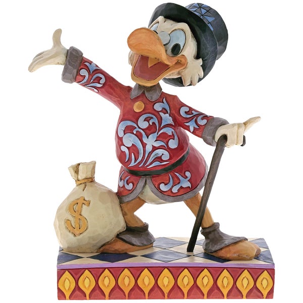 Treasure Seeking Tycoon, Figurine Picsou avec un sac de pièces (16,5 cm) – Disney Traditions