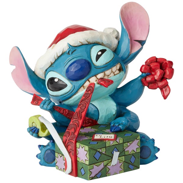 Disney Traditions Bad Wrap (Stitch with Santa Hat Figurine) 13.0cm