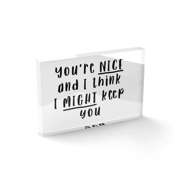 You're Nice And I Think I Might Keep You Glass Block - 80mm x 60mm