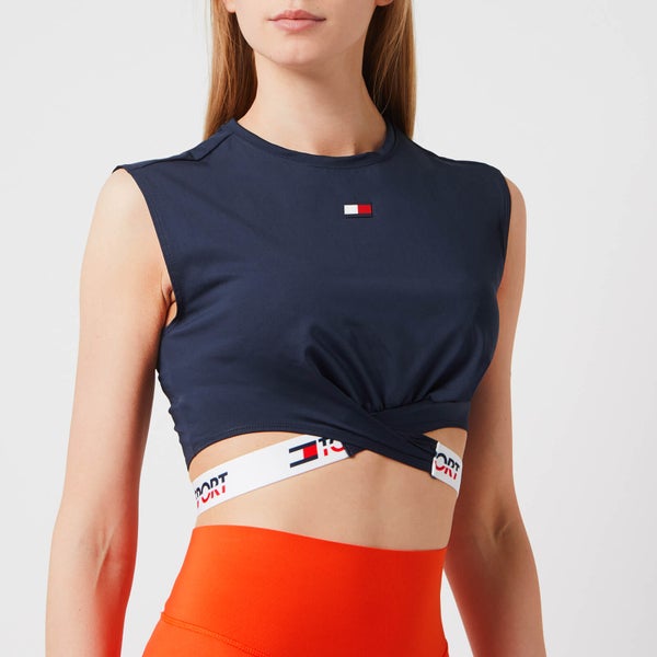 Tommy Hilfiger Sport Women's Solid Cropped Short Sleeve T-Shirt - Sport Navy