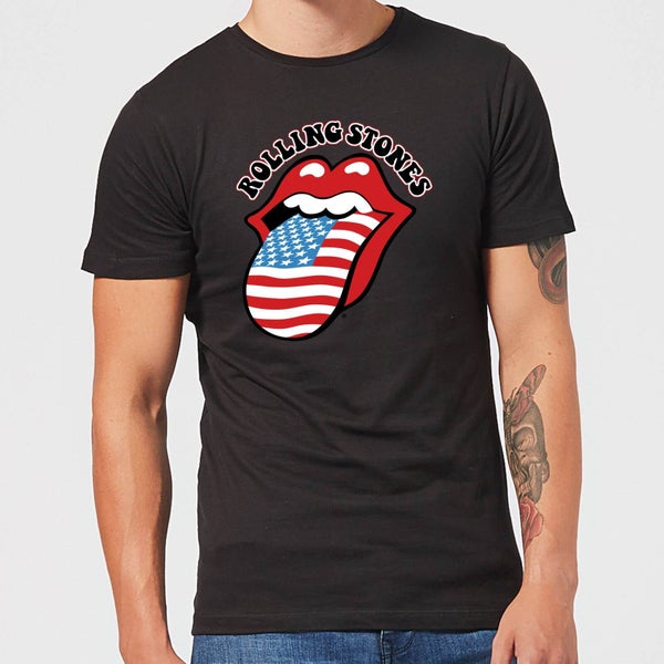Rolling Stones US Flag Men's T-Shirt - Black