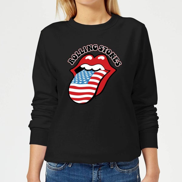 Rolling Stones US Flag Damen Sweatshirt - Schwarz