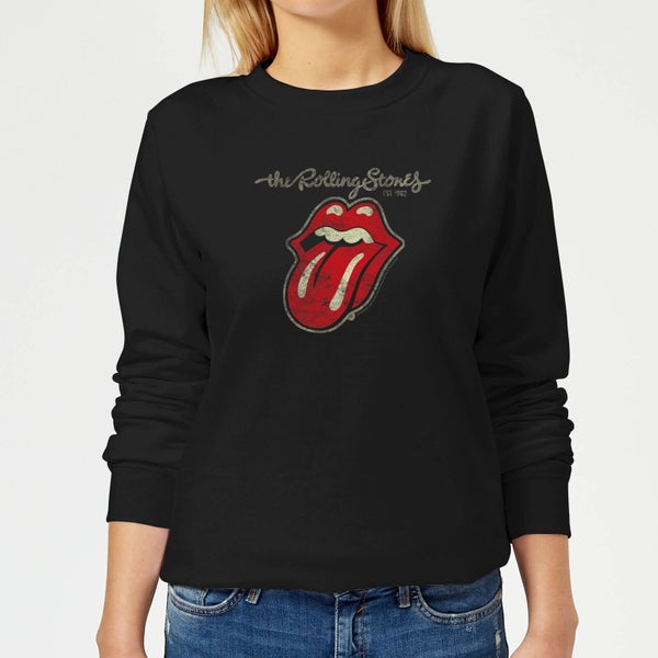 Rolling Stones Plastered Tongue Women's Sweatshirt - Black