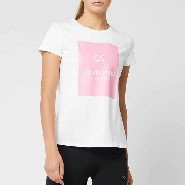 Calvin Klein Performance Women's Short Sleeve T-Shirt - Bright White/Sea Pink