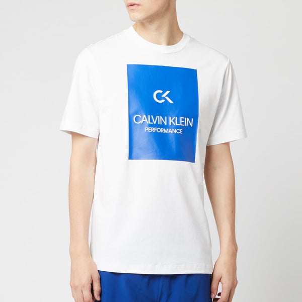 Calvin Klein Performance Men's Short Sleeve Billboard T-Shirt - Bright White/Nautical Blue