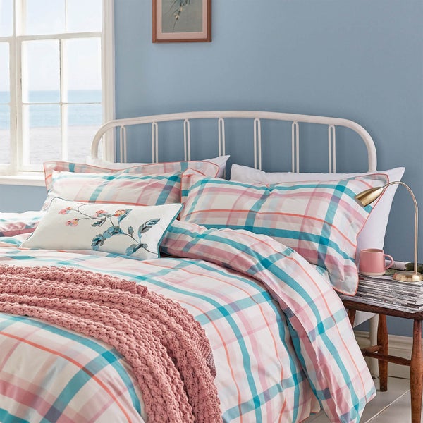 Joules Cottage Check Duvet Cover - Pink