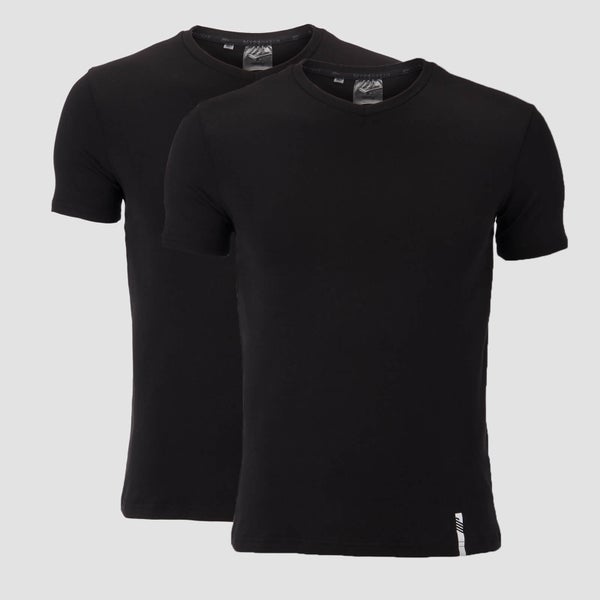 MP Luxe Classic V Neck T-Shirt 2 Pack - Black/Black
