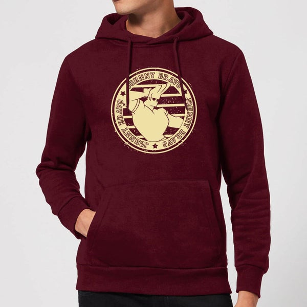 Johnny Bravo Sports Badge Hoodie - Burgundy