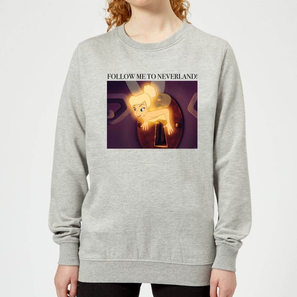 Disney Tinkerbell Follow Me To Neverland Women's Sweatshirt - Grey