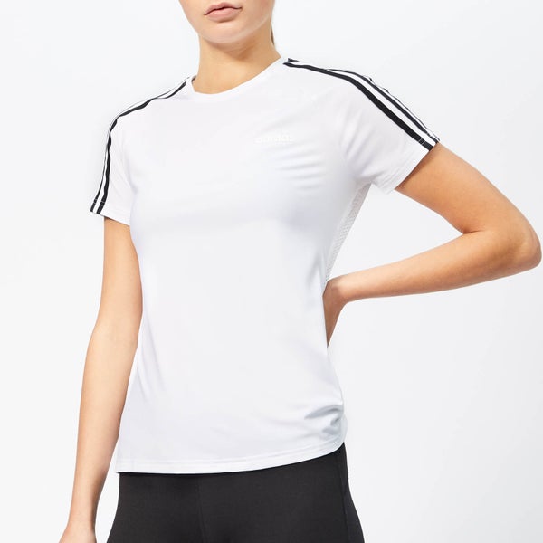 adidas Women's Design To Move 3 Stripe Short Sleeve T-Shirt - White/Black