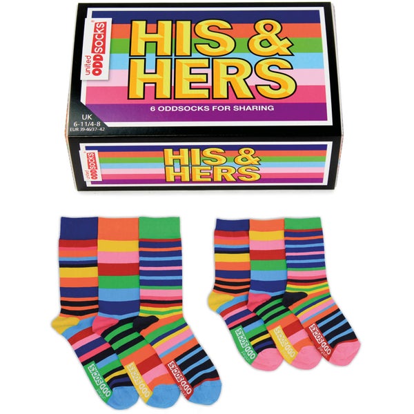 United Oddsocks Ladies Odd Socks Gift Box - UK 4-8 - 6 Pack Novelty Mid Calf Socks