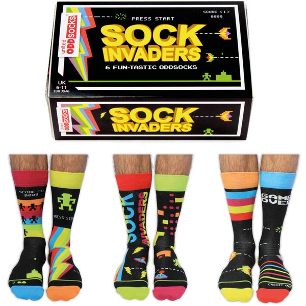 United Oddsocks Herren „Sock Invaders“ Socken-Geschenkset (Große 39-42)