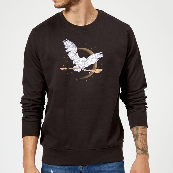 Harry Potter Hedwig Broom Sweatshirt - Black
