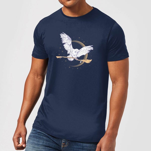 Harry Potter Hedwig Broom Men's T-Shirt - Navy