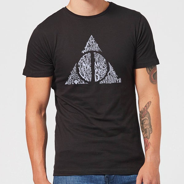 Harry Potter Deathly Hallows Text Men's T-Shirt - Black