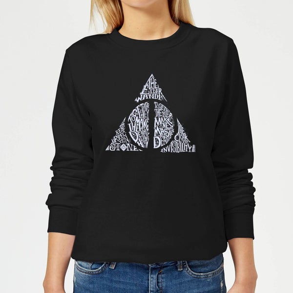 Harry Potter Deathly Hallows Text Women's Sweatshirt - Black