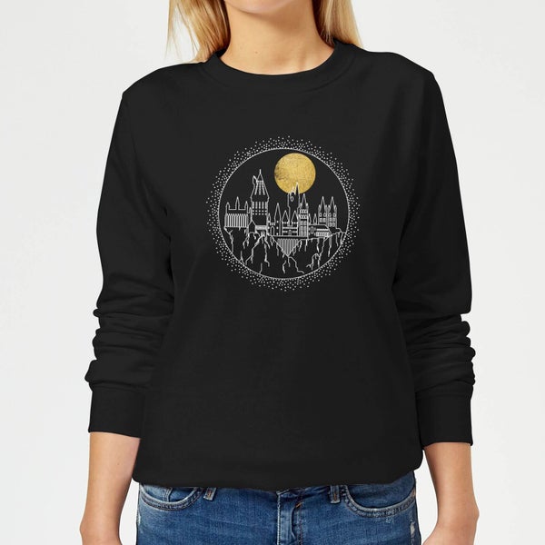Harry Potter Hogwarts Castle Moon Women's Sweatshirt - Black