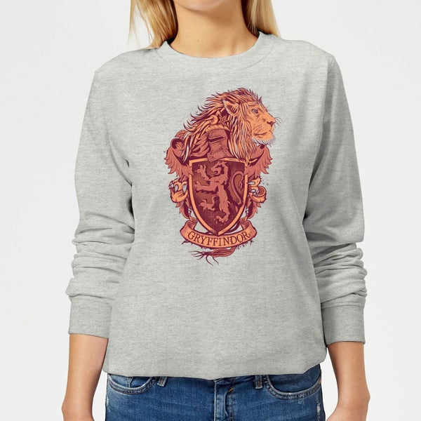Harry Potter Gryffindor Drawn Crest Women's Sweatshirt - Grey