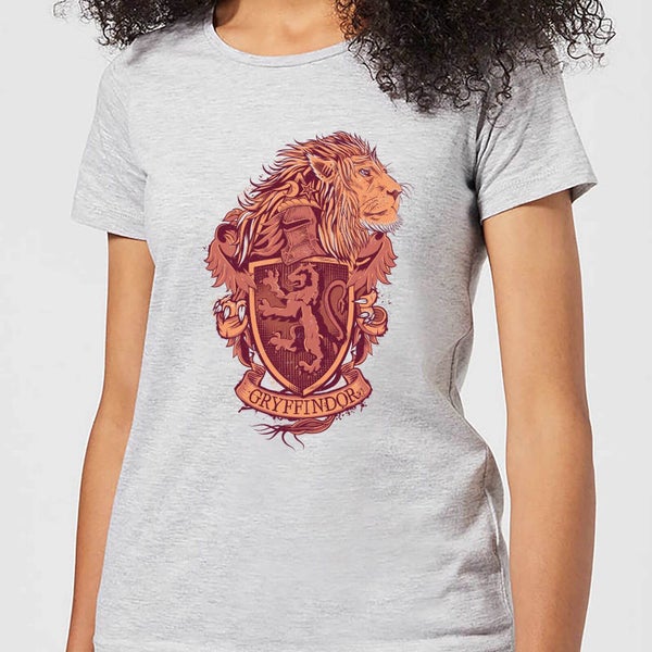 Harry Potter Gryffindor Drawn Crest Women's T-Shirt - Grey