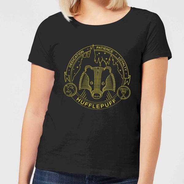 Harry Potter Hufflepuff Badger Badge dames t-shirt - Zwart
