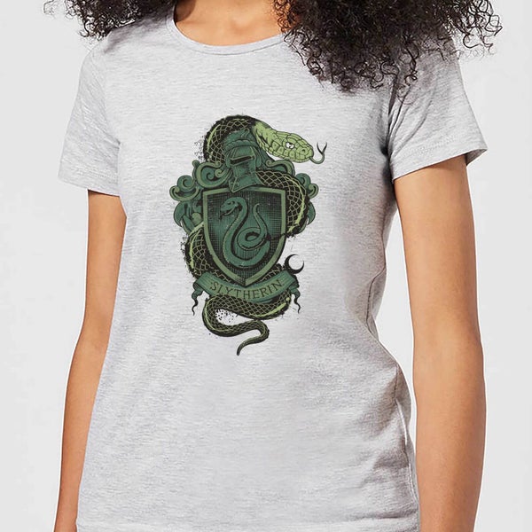 Harry Potter Slytherin Drawn Crest Women's T-Shirt - Grey