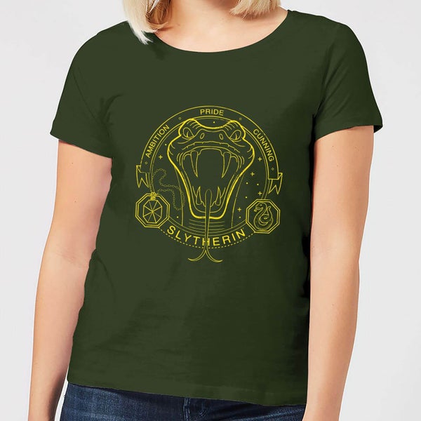 Harry Potter Slytherin Snake Badge dames t-shirt - Donkergroen