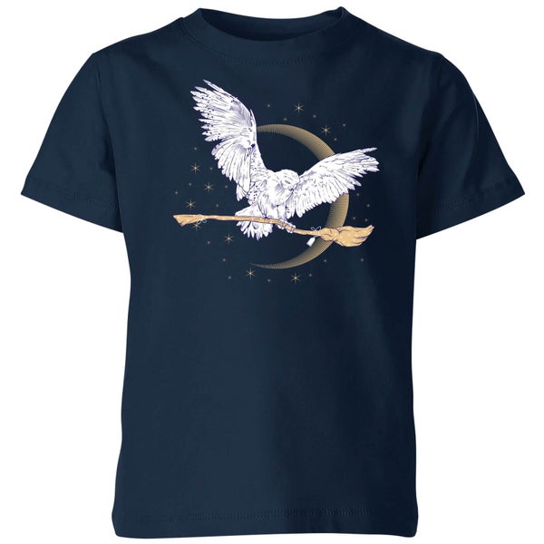 Harry Potter Hedwig Broom Kids' T-Shirt - Navy