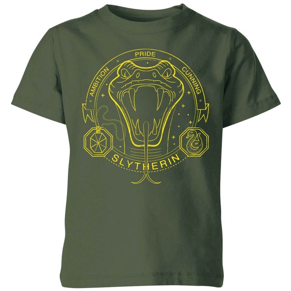 Harry Potter Slytherin Snake Badge kinder t-shirt - Donkergroen