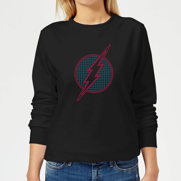 Justice League Flash Retro Grid Logo Women's Sweatshirt - Black