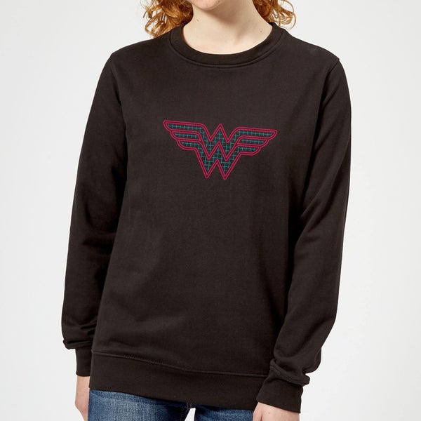 Justice League Wonder Woman Retro Grid Logo Women's Sweatshirt - Black