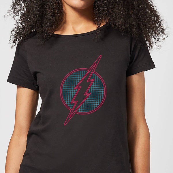 Justice League Flash Retro Grid Logo Women's T-Shirt - Black