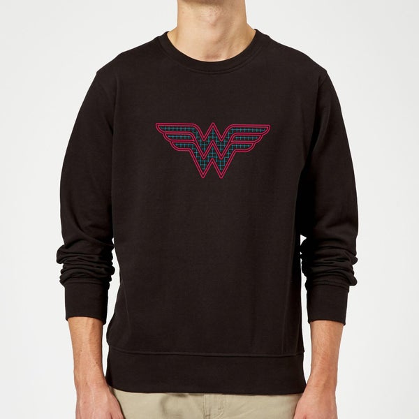 Justice League Wonder Woman Retro Grid Logo Sweatshirt - Black