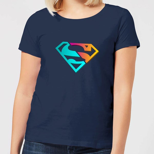 Justice League Neon Superman Women's T-Shirt - Navy
