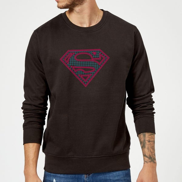 Justice League Superman Retro Grid Logo Sweatshirt - Black - XL
