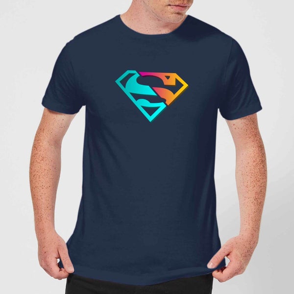 Justice League Neon Superman Men's T-Shirt - Navy