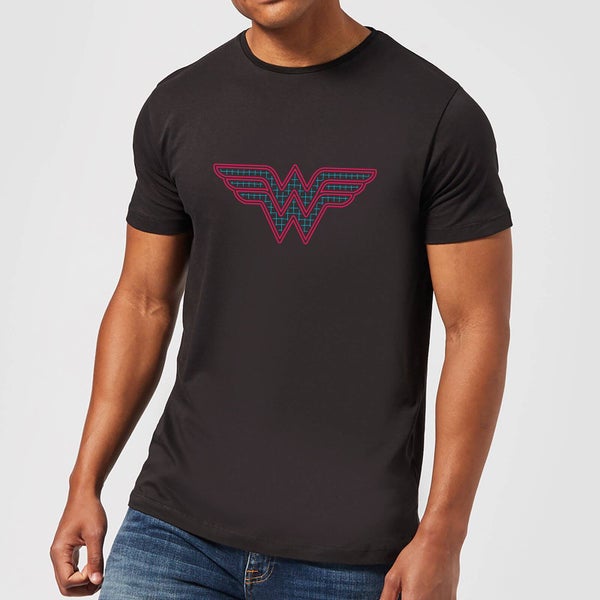 Justice League Wonder Woman Retro Grid Logo Men's T-Shirt - Black