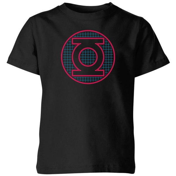 Justice League Green Lantern Retro Grid Logo Kids' T-Shirt - Black