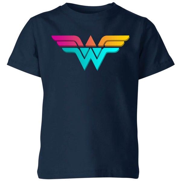 Justice League Neon Wonder Woman Kids' T-Shirt - Navy
