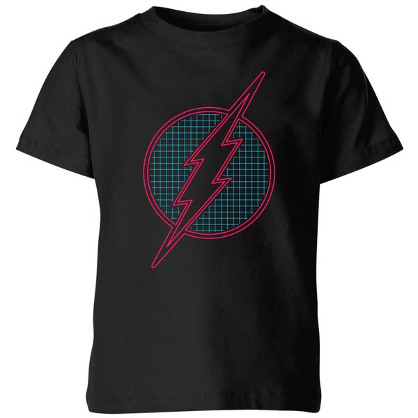 Justice League Flash Retro Grid Logo Kids' T-Shirt - Black