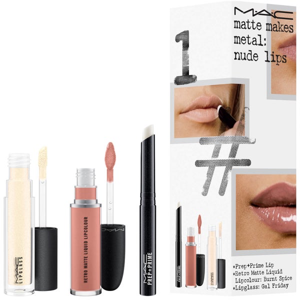 MAC Matte Makes Metal Exclusive Lip Kit - Nude Lips (Worth £47.50)