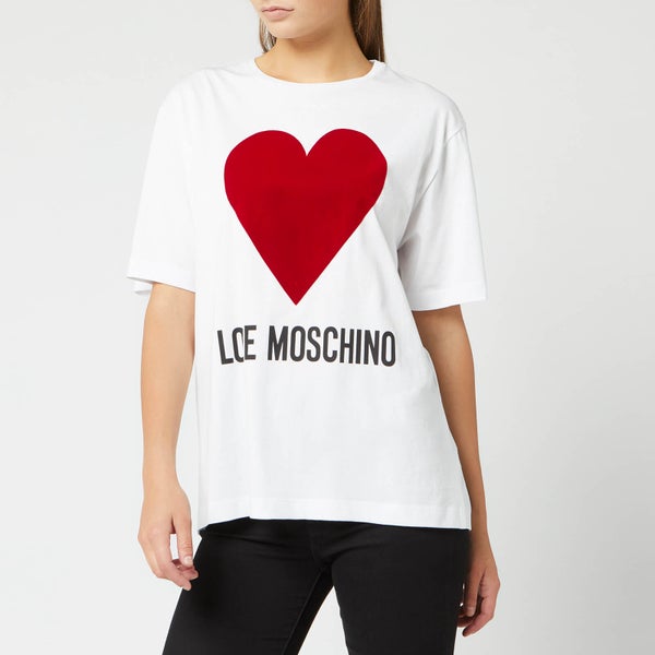 Love Moschino Women's Heart Logo T-Shirt - Optical White
