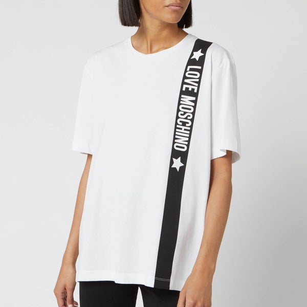 Love Moschino Women's Tape Logo T-Shirt - Optical White